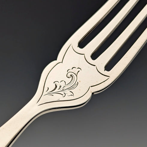 1904 年英國古董白色珍珠手柄純銀刀片 2 對甜點餐具 William Hutton